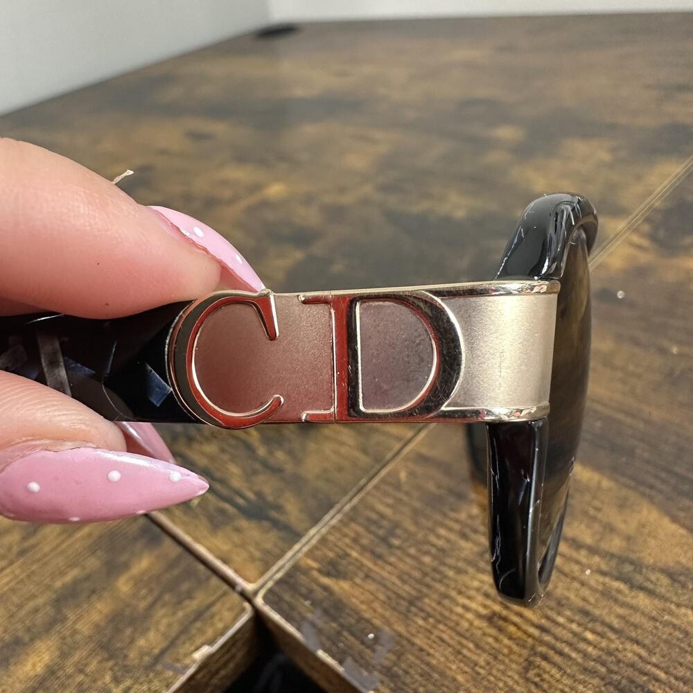 Christian Dior 2017A 95 Sunglasses Womens Black Tortoise Oval Gray Lens Logo - Picture 2 of 8